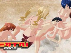 Hentai Pros - Blue Haired Babe Lies On The Warm Sand & Gets Fucked As Her Big Boobs Bounce