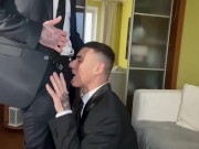 Preview 1 of Man in suit fucks a twink bareback