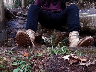 Hippie boy Cums in Natural Spring in Forest