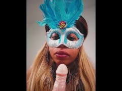 Sexy black masked MILF shows you how horny she is and how hungry for cock she is right now