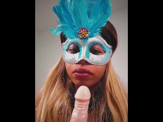 Sexy black masked MILF shows you how horny she is and how hungry for cock she is right now