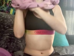 Short Strip Tease From a Petite Girl - Screenshot 4 of 16 - Curly Hair