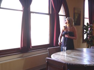 Charlie fingers her asshole with three fingers while playing with her pussy.