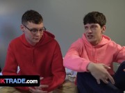 Preview 2 of Twink Trade - Nerdy Twink And His Straight Friend Get Fucked By Ther Step Dads For Valentine's Day