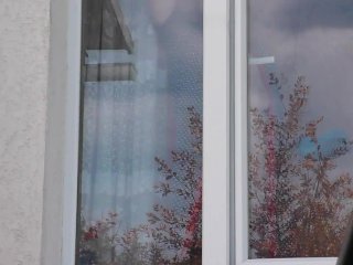 Public nudity. Naked in_public. Neighbor saw from car woman who washes window apartment no_panties