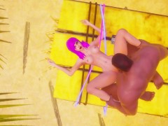 Big and muscular guy fucked my wife on the beach bar