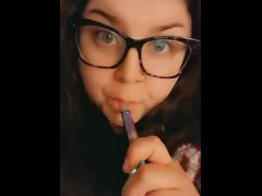 Dabbing and blowing kisses bbw smoking vape