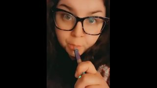 Dabbing and blowing kisses bbw smoking vape