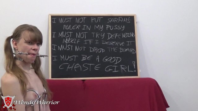 Watch Bondage Video:Iron Maiden School: training to be a good student (handcuffed and ballgagged)