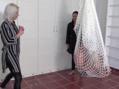 amber and carla kick slave in net