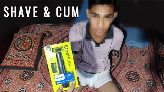 Sri Lanka Gay twink shave his dick and balls with PHILIPS OneBlade