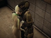 Preview 1 of MGS 4: Blonde girl Octopus vs Girl Soldier / caress & those things