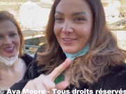 Preview 4 of Two French sluts dildoing in a funicular and are filmed by a stranger - PORN VLOG