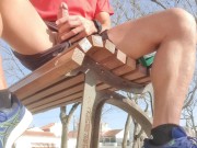 Preview 3 of Risky masturbation on a public park bench - people watching