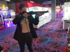 Exhibitionist Wife Plays Games with Tits Out
