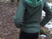 Preview 4 of Risky outdoor sex in a public park almost caught Winter edition bubble butt fucked in freezing cold
