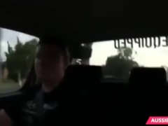 Video Horny Asian slut fucked in the middle of nowhere on the back of a Ute by a clown 