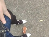 Outdoor transvestite leather shorts high heels stomping stuffed animals and masturbation crash fetis