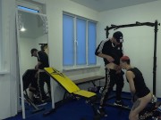 Preview 4 of The coach got excited about the student and fucked him in the gym on the simulator