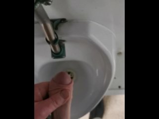 solo male, public toilet, big fat dick, huge piss