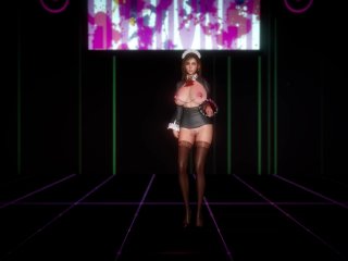 Tifa with pierced nipple in slut suit MMD R18 sex dance