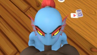 Undertale Undyne делает минет чернокожему парню