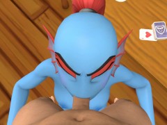 Undertale Undyne blowjob to a white guy