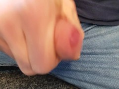 Floppy cock in jeans..whipped out and hard wanked to Big Cum! 😊 Inspired by Bubbums 😚