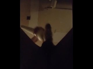 Making my_big white cock cum on glass