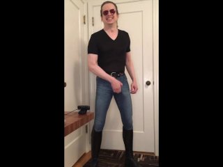 2 cameras: Cumming_in ultra-tight jeans_and equestrian boots