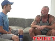 Preview 2 of TwinkTop - Salt and pepper bear daddy takes energetic youthful load