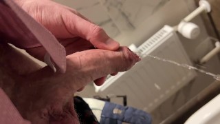 Hairy Man In A Suit Pissing And Jerking Off At The Office Toilet And Dumping Cum Into The Restroom Sink
