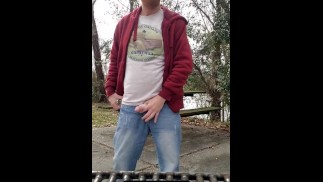 Pissing on a picnic table, marking my spot!