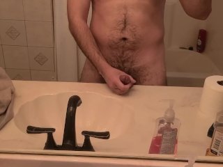Jerking Off in the Bathroom with a Rubber Band_Around MyBalls