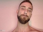 Hairy jock jerks his cock