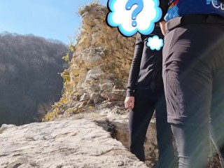 Hiking ended with sex, got caught, cum on yoga pants