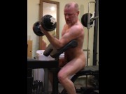 Preview 6 of Big hard muscle stud gets turned on doing bicep curls, gets annoyed after failing last rep