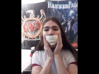 Gagged School girl Panty try on