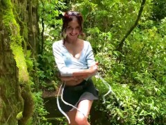 Visiting a waterfall and flashing my tits