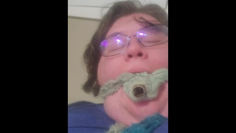 Fat Bastard deeply gagged and masturbating