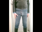 Preview 3 of Shower time starting with piss and then fully clothed wetlook in jeans and boots