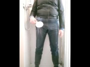 Preview 6 of Shower time starting with piss and then fully clothed wetlook in jeans and boots