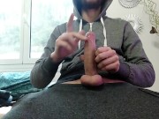 Preview 6 of A Rich Wet Handjob from Amateur Guy ends with Sperm Dripping all over the Cock
