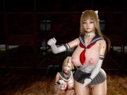 Preview 2 of Submissive cute girl in extreme sexy school uniform MMD dance at slave dungeon