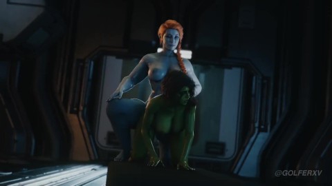 Futa Lady Hellbender x Gamora  Marvel's Guardians of the Galaxy Game