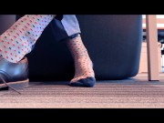 Preview 2 of ASMR in the office. Guy with hairy legs takes off his shoes, socks, stretches feet and crunch toes