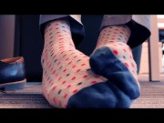 Preview 4 of ASMR in the office. Guy with hairy legs takes off his shoes, socks, stretches feet and crunch toes