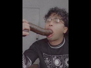 Femboi Face Fucking throat with Big Dildo 