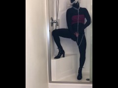 Zentai trans with anal hook