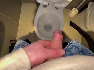 Starbucks toilet emergency pee !! Big cock , business trip !